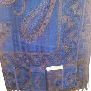 Pashmina Royal Blue and Gold Paisley Wrap